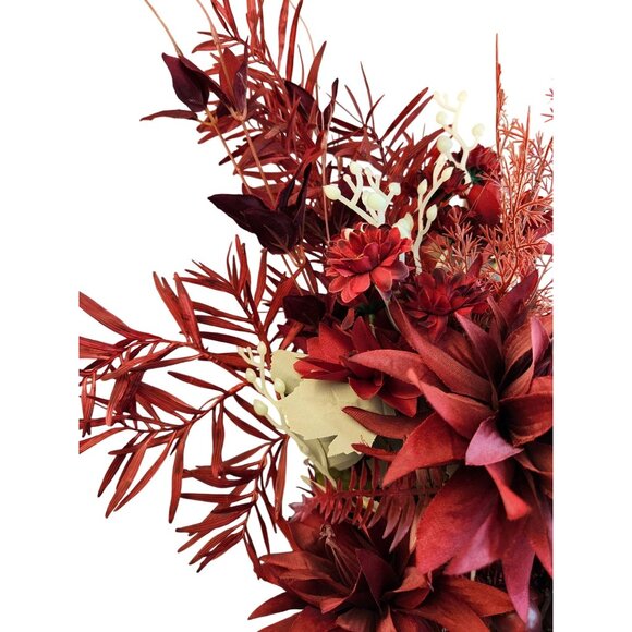 Burgundy Faux Flower Mixed Bouquet 11 Stems Floral Arrangement Realistic - Picture 13 of 16